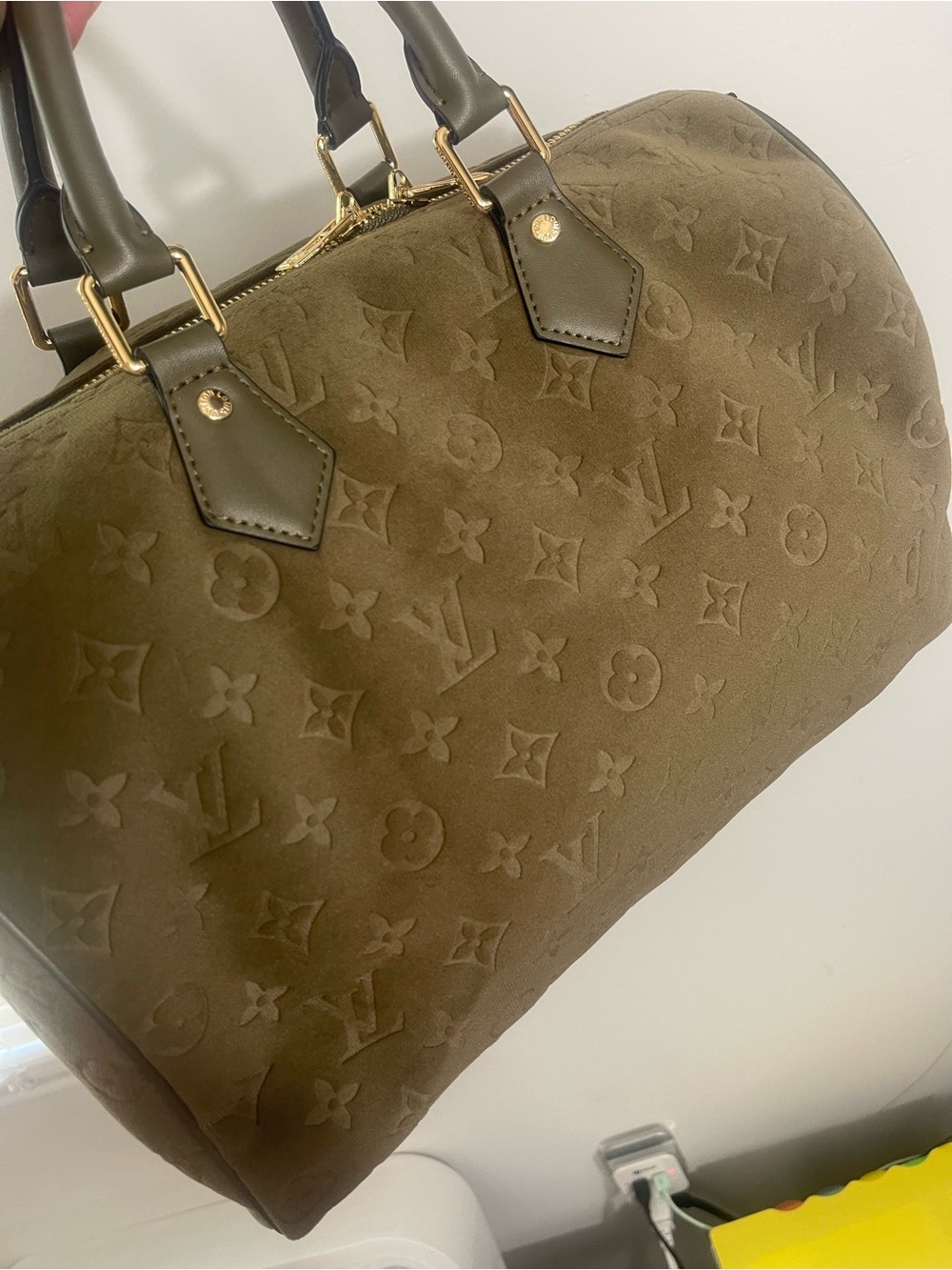 35CM Green Suede Speedy